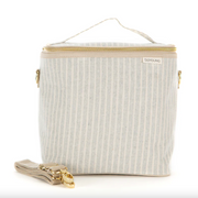 Linen and cotton lunch bag - Sand and gray striped