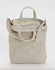 Zipped canvas shoulder bag - Vertical - Grid