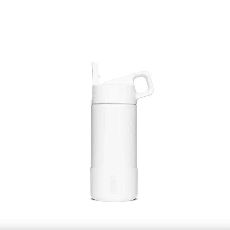 Thermal bottle with integrated straw - White