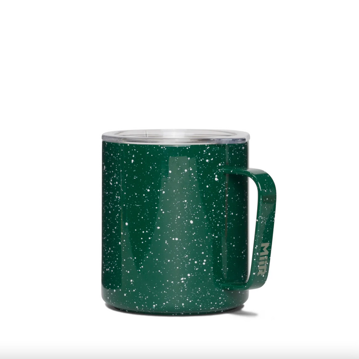 Thermal mug with handle and sliding lid - Green