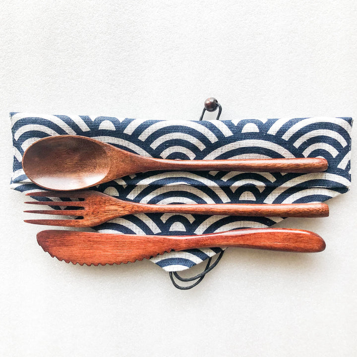 Ensemble d'ustensiles en bois de style japonais - Spiral