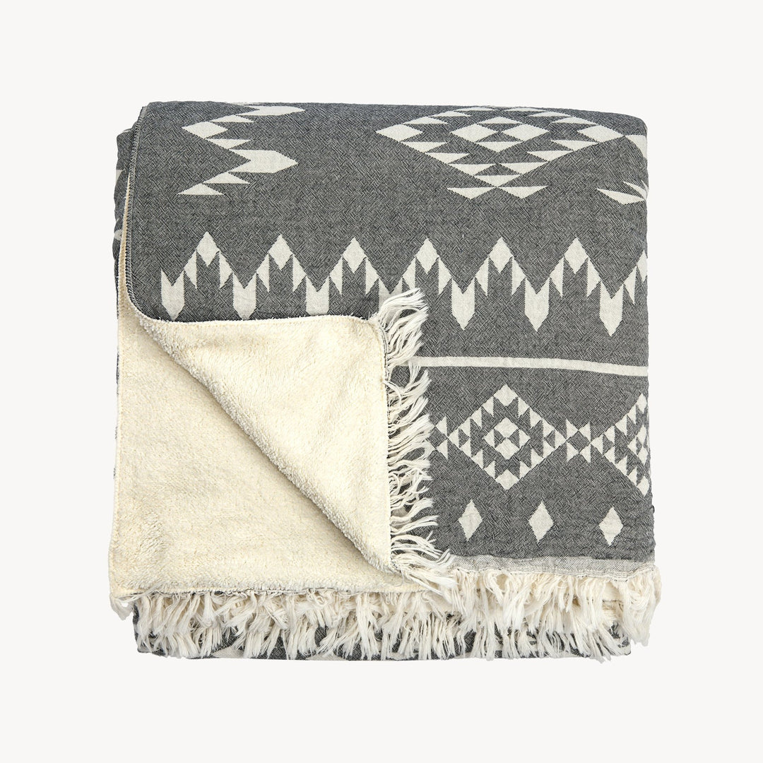 Lined fleece throw - Dark gray - Atlas