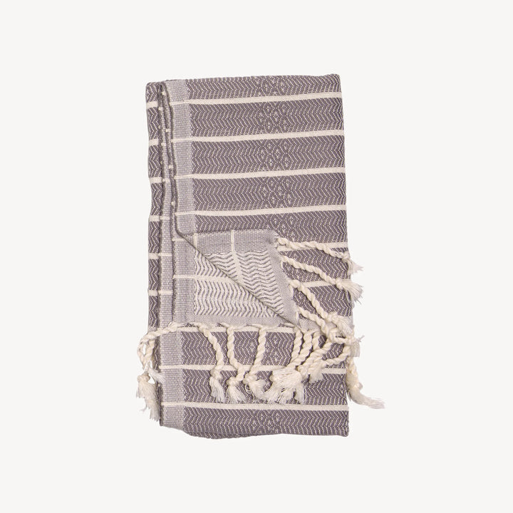 Serviette à main - Bambou et coton - Rayé grise