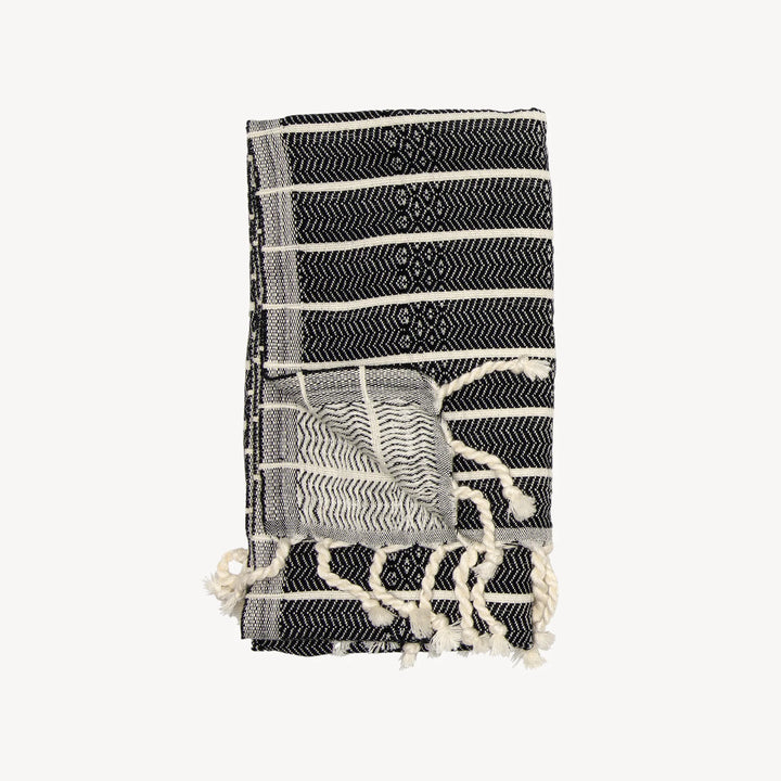 Serviette à main - Bambou et coton - Rayé noire