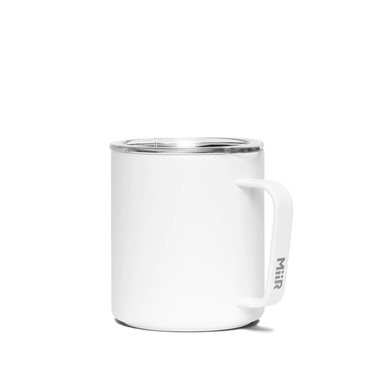 Thermal mug with handle and sliding lid - White