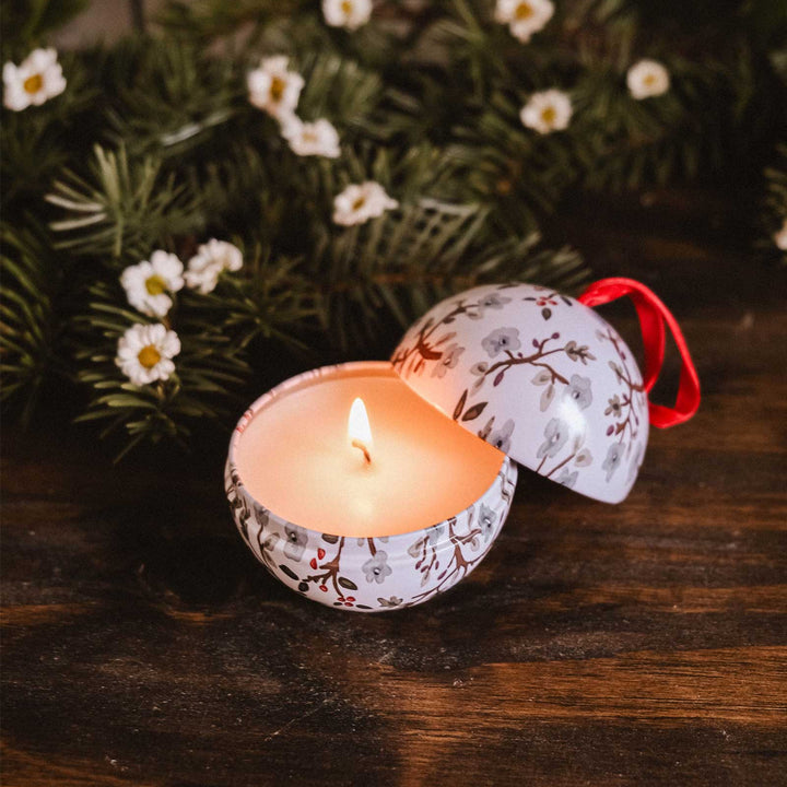 Bougie boule de Noël - Fleur d'hiver