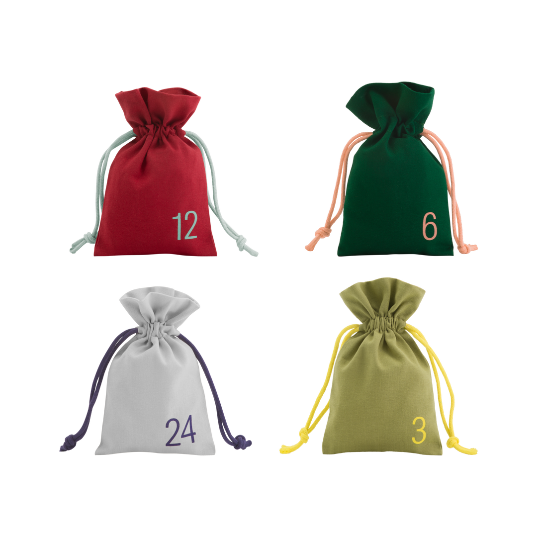 Calendrier de l'Avent - Sacs en coton numérotés