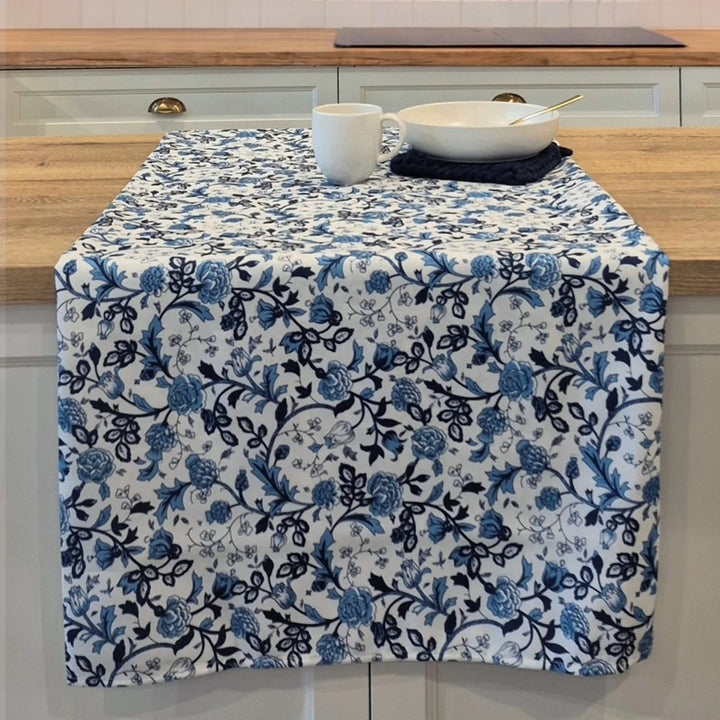 Nappe Amalfi - Fleurie bleue et blanche