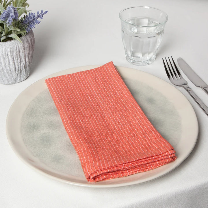 Serviettes de table en lin (ensemble de 4) - Lignées - Argile