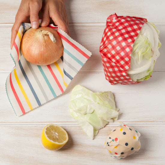 Emballage alimentaire réutilisable (ensemble de 3) - Gingham, Lignes & Ronds