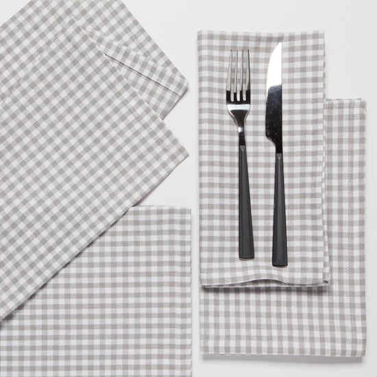 Serviettes de table (ensemble de 4) - Gingham gris