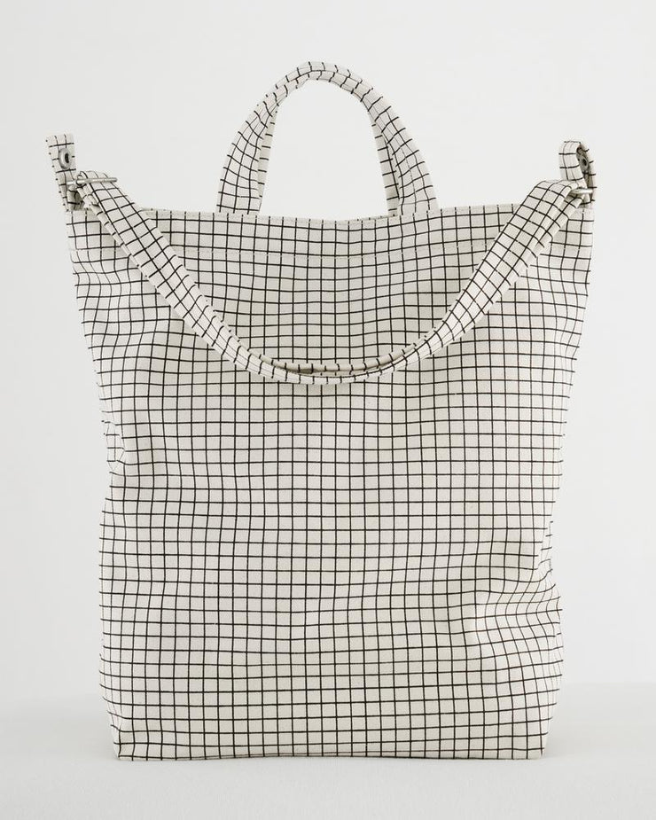 Zipped canvas shoulder bag - Vertical - Grid
