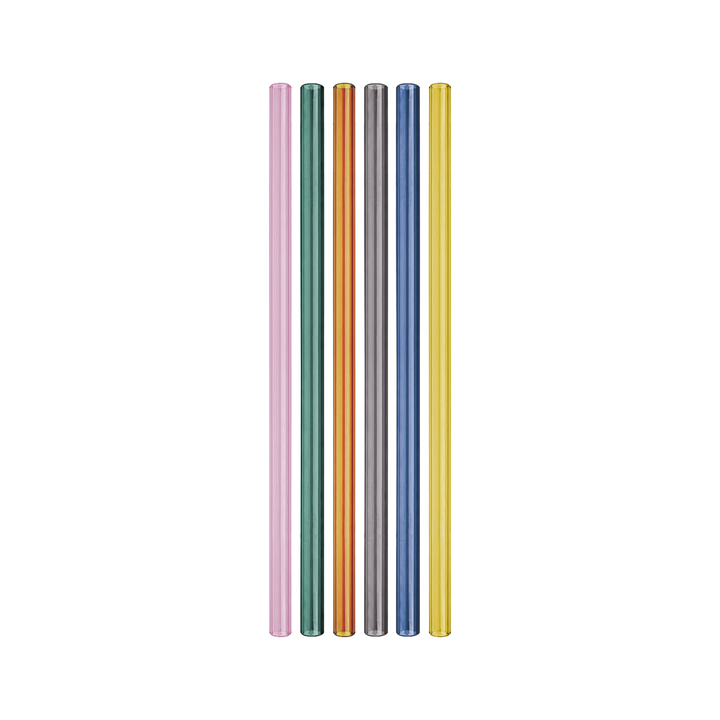 Ensemble de 6 pailles en verre - Multicolore