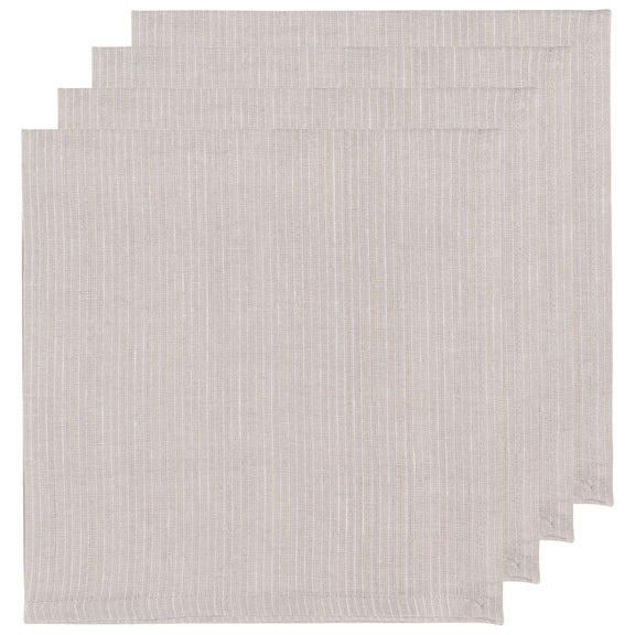 Linen napkins (set of 4) - Lines - Dove gray