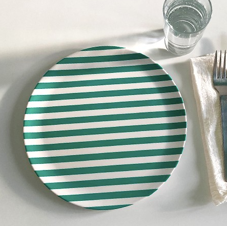 Bamboo plate - Large - Green lines