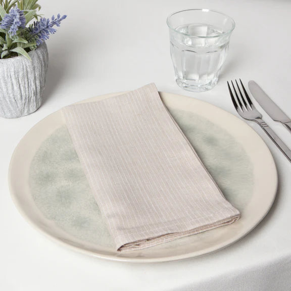 Serviettes de table en lin (ensemble de 4) - Lignées - Dove gray