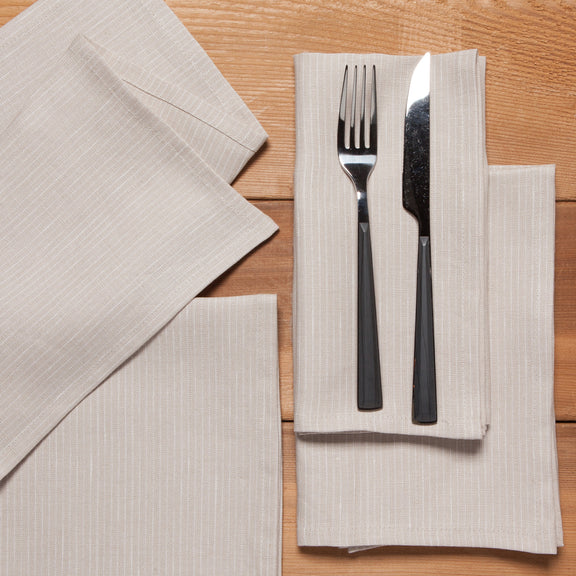 Serviettes de table en lin (ensemble de 4) - Lignées - Dove gray