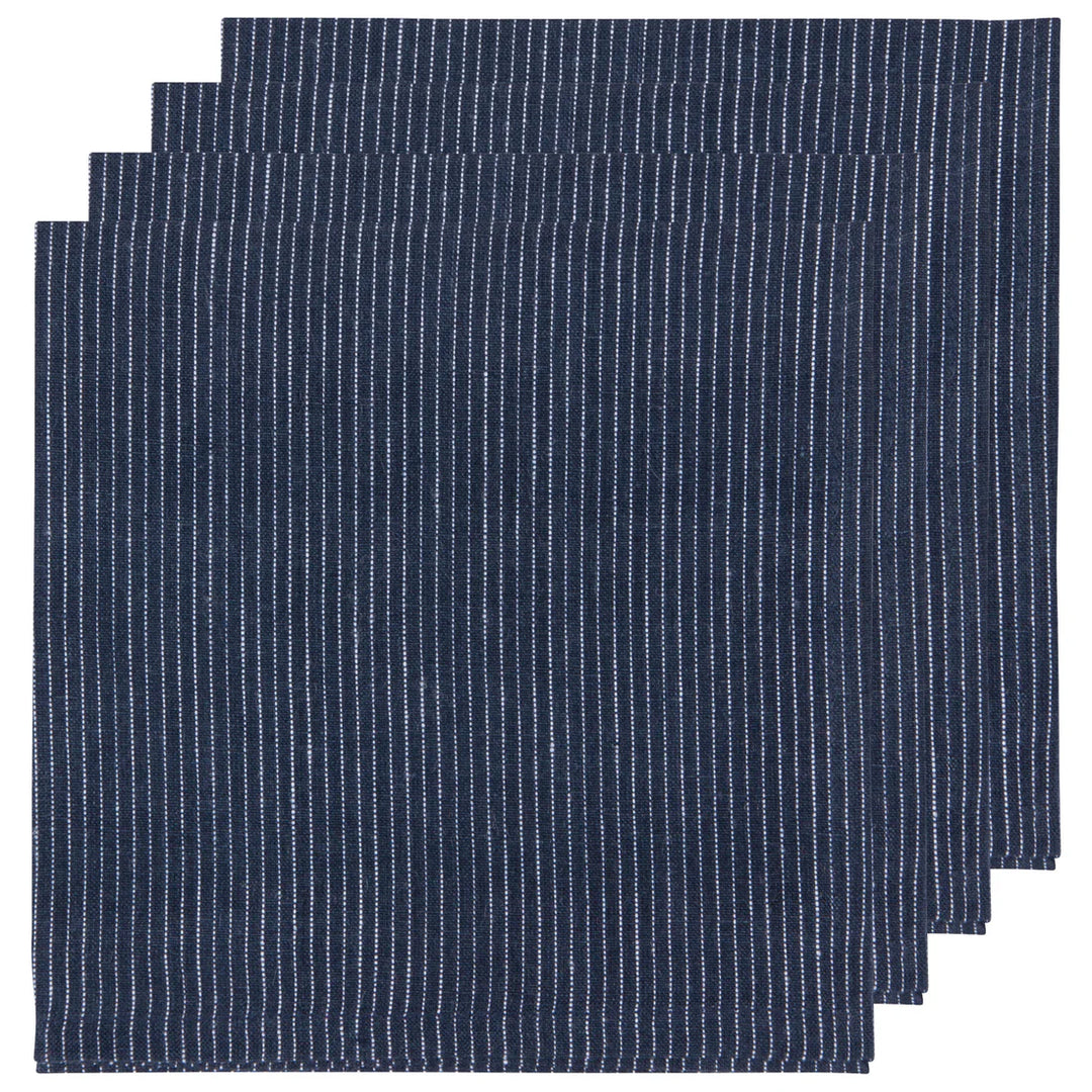 Linen Napkins (Set of 4) - Striped - Midnight