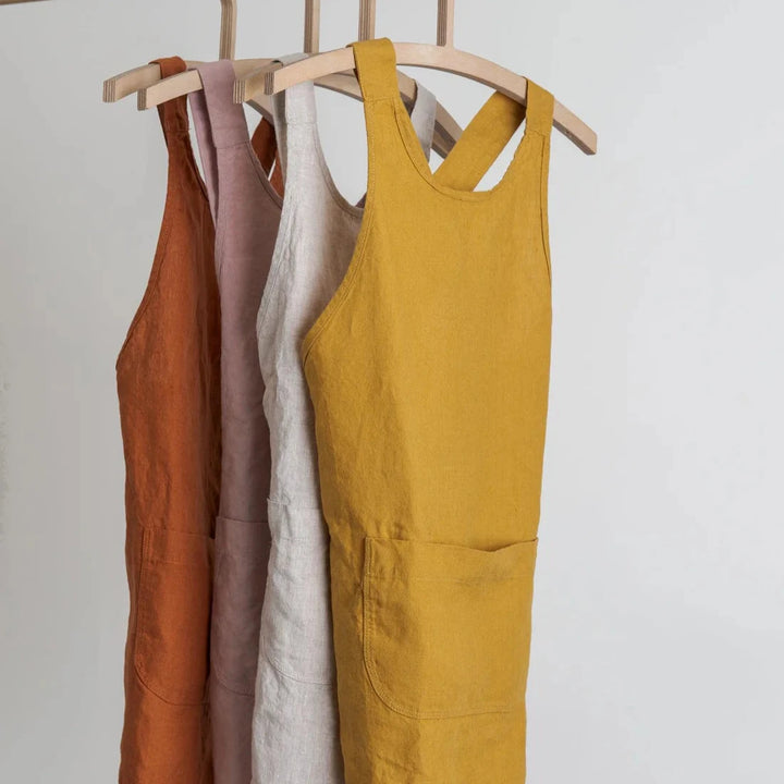 Children's linen apron - Ochre