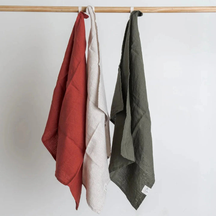 Linen Dish Towel - Forest Green