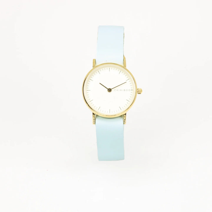 Montre - Bleu pâle, crème et or