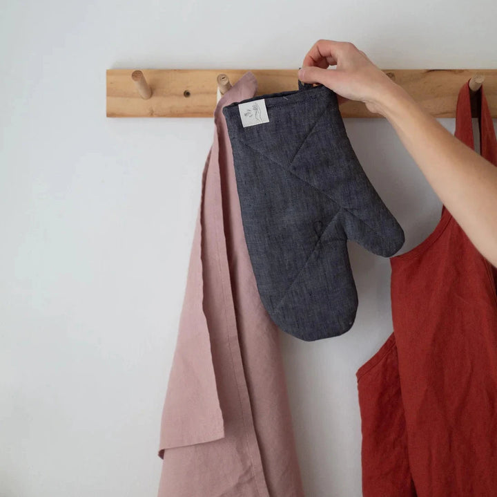 Linen Oven Mitt - Anthracite