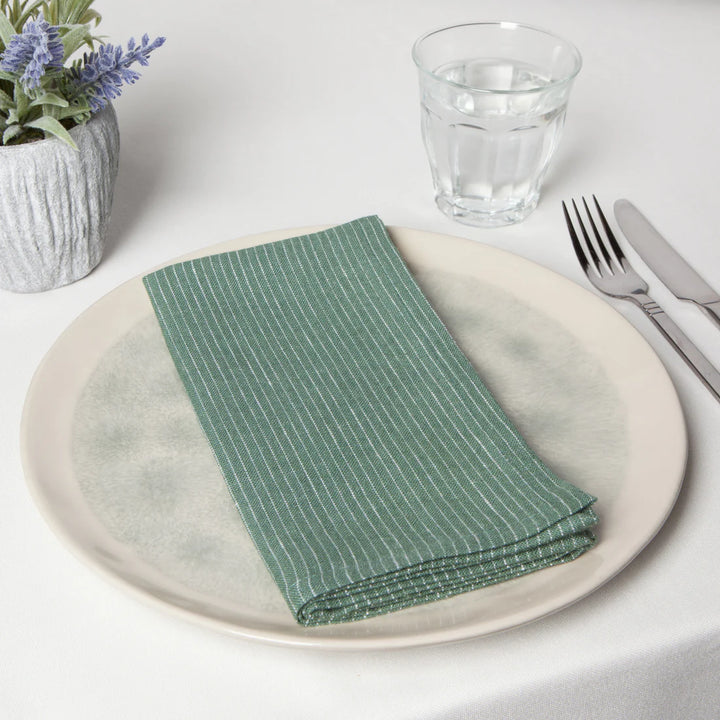 Linen Napkins (Set of 4) - Striped - Jade