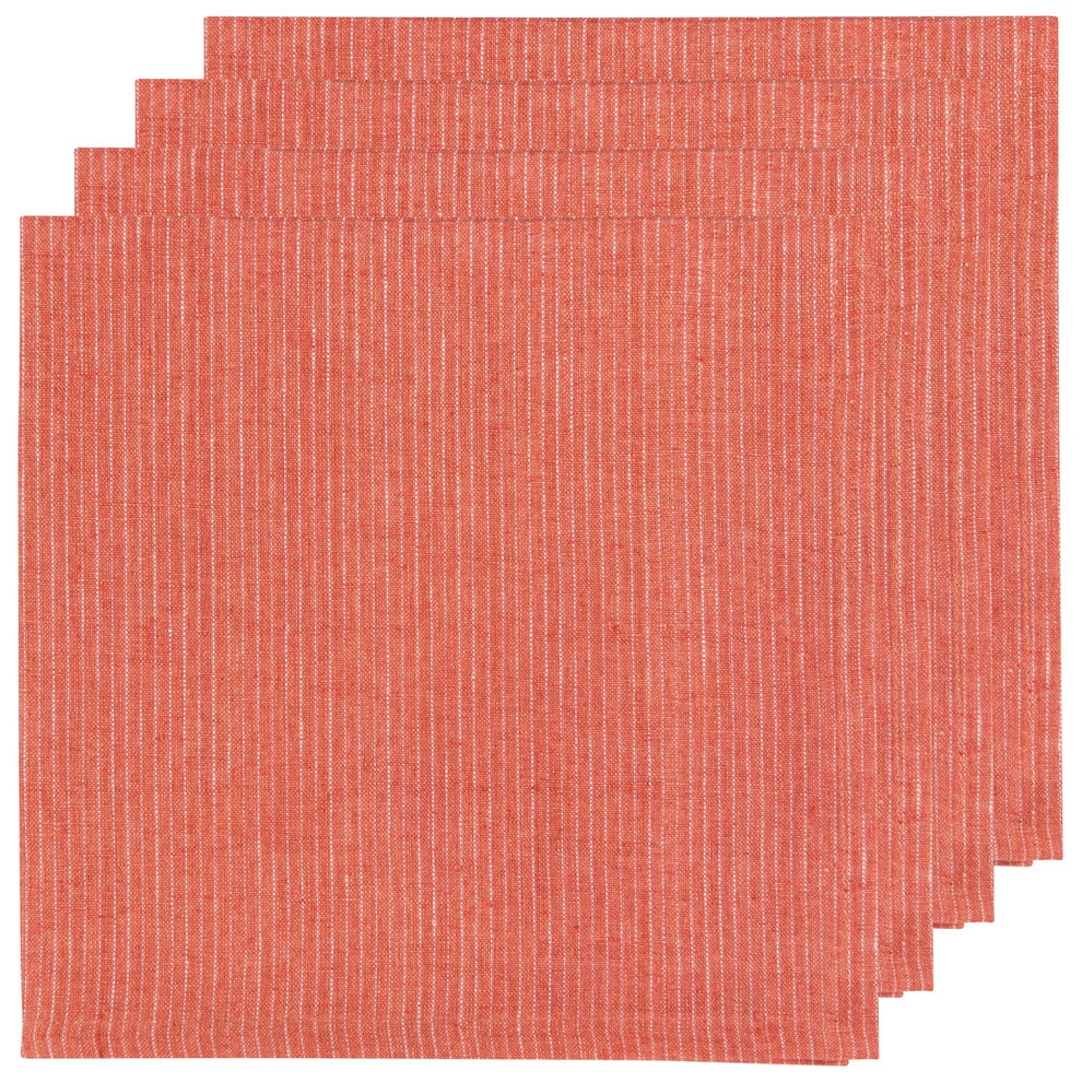 Serviettes de table en lin (ensemble de 4) - Lignées - Argile