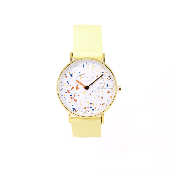 Montre -  Jaune pâle, terrazzo et or