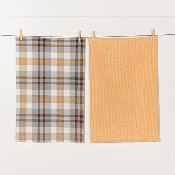 Linges à vaisselle en coton recyclé (ensemble de 2) - Carreaux maïs