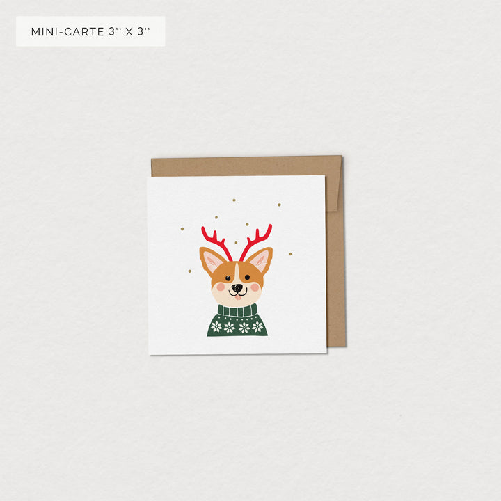 Miniature Greeting Card - Holiday Corgi