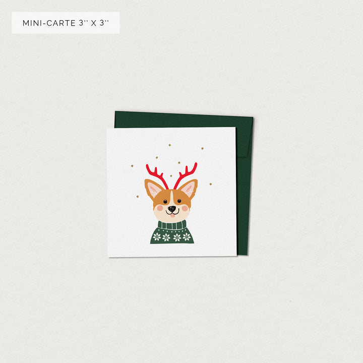 Miniature Greeting Card - Holiday Corgi