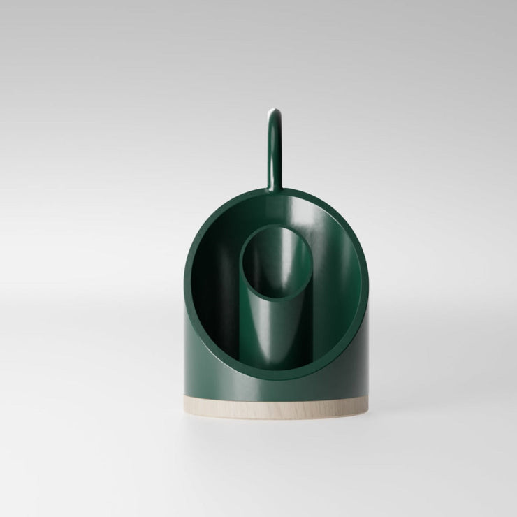 Steel and maple candle holder - Emerald