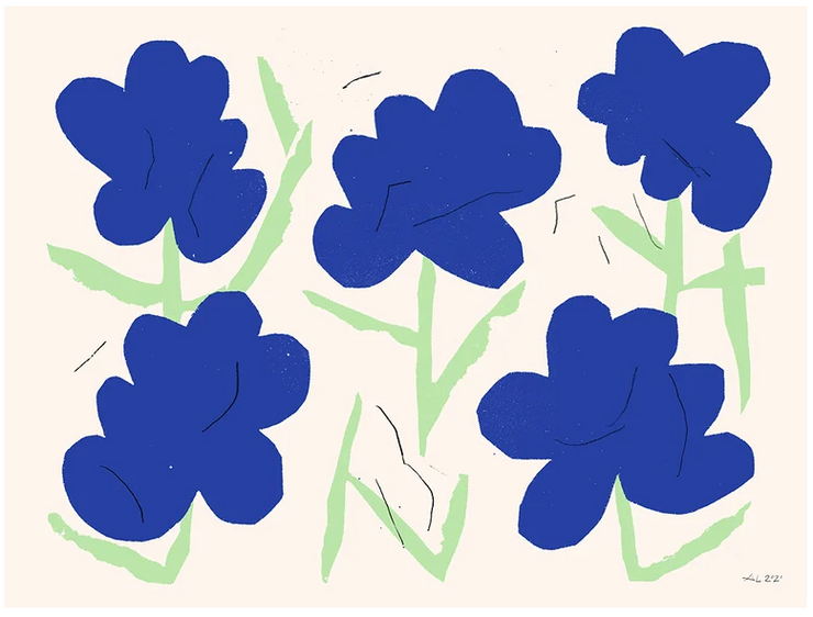 Affiche - Fleurs bleues