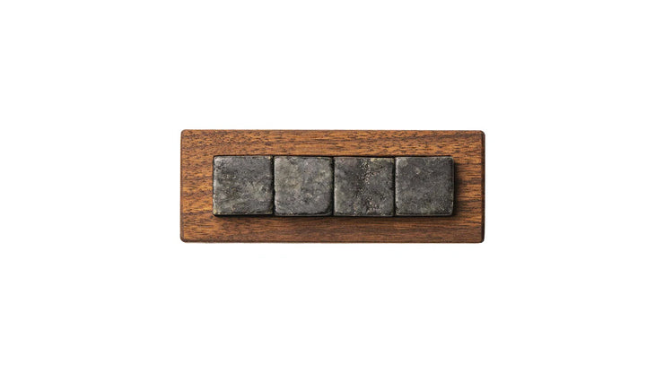 Whiskey stones (4) and tray - Granulite