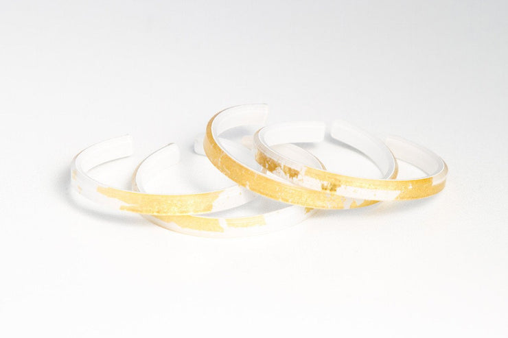 Recycled Resin Bracelet - Gild Gold and White