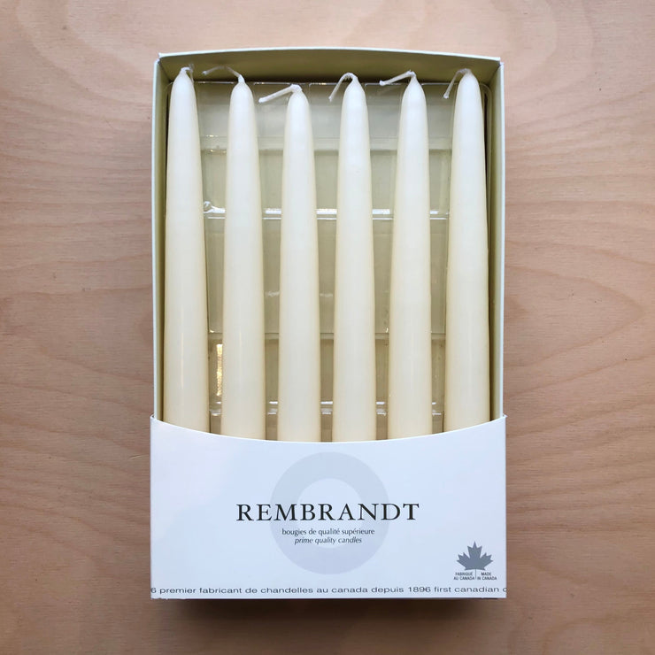 Box of 12 tapered candles - Ivory