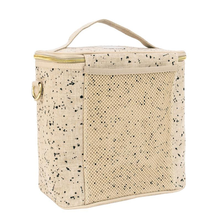 Linen and cotton lunch bag - Black spotted