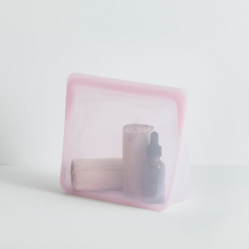 Reusable silicone bag on stand - Pink - 1.7L