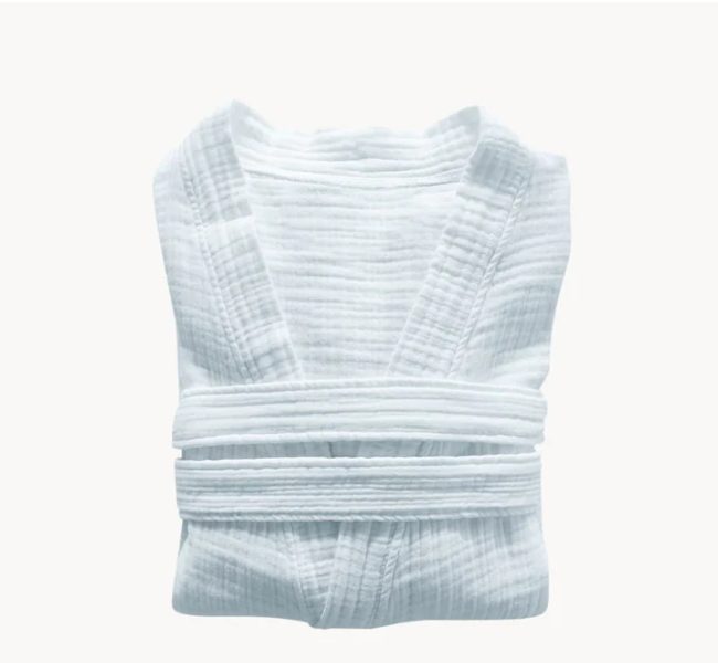 Peignoir en coton froissé - Blanc