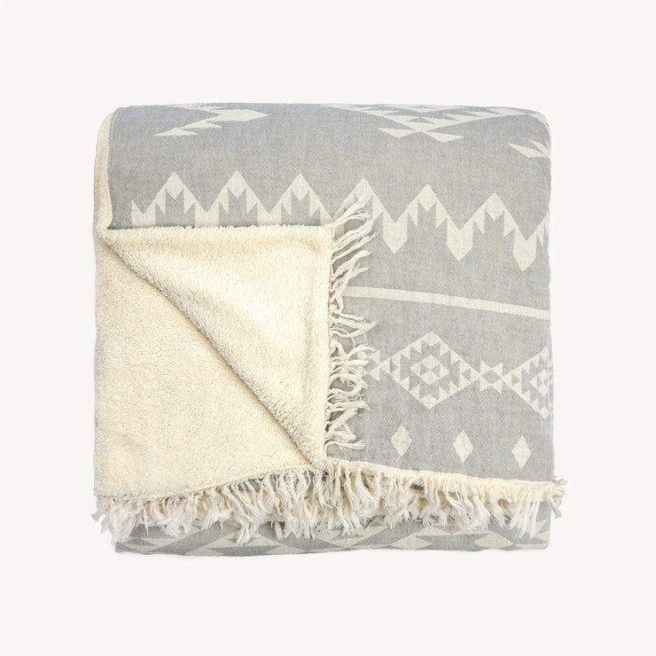 Lined fleece throw - Pale gray - Atlas