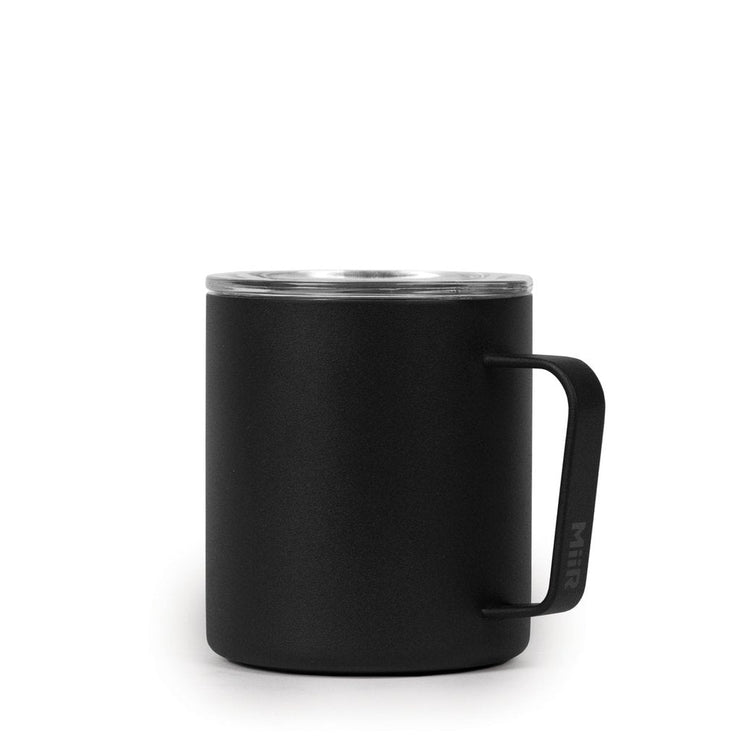 Thermal mug with handle and sliding lid - Black