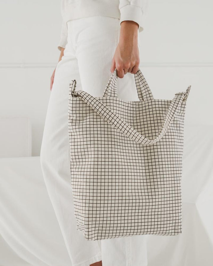 Canvas shoulder bag - Vertical - Grid