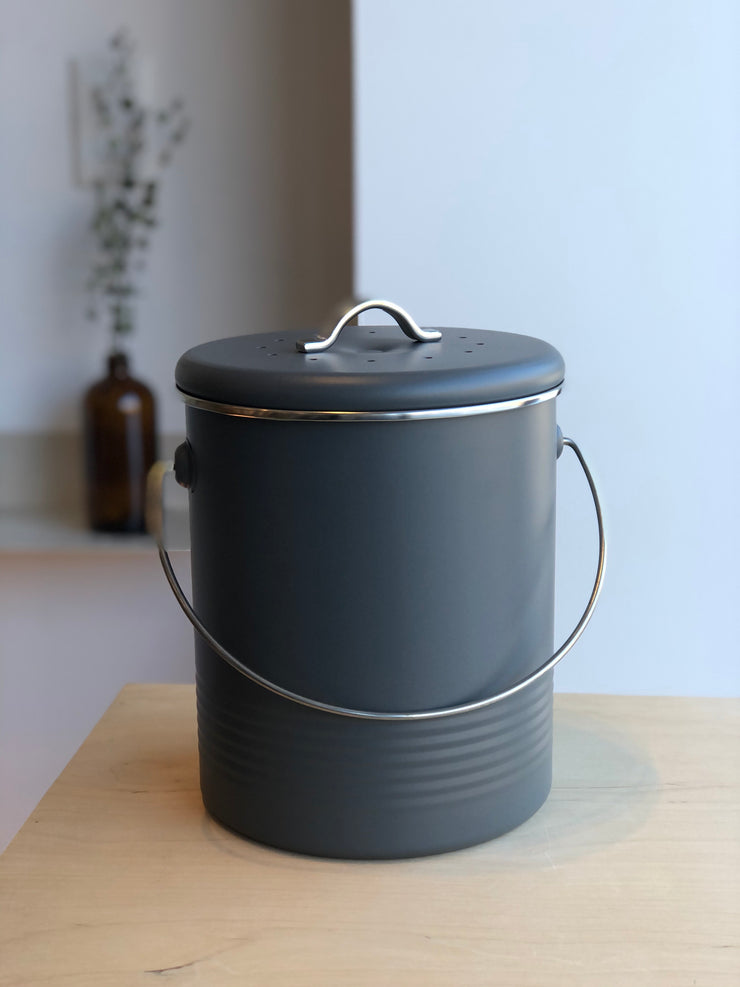 Bac à compost 3L - Bac à compost de cuisine en acier inoxydable - Composteur  de cuisine pour déchets alimentaires - Filet de charbon