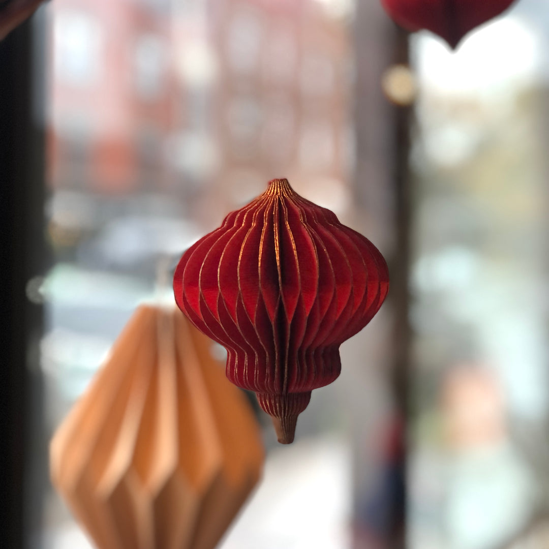 Paper Ornaments - Honeycomb - Red