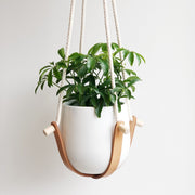 Recycled leather planter - Natural