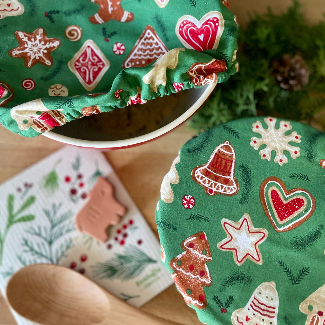 Couvre-bols réutilisables (ensemble de 2) - Biscuits de Noël