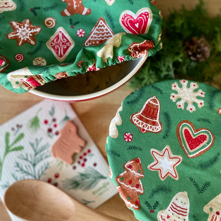 Couvre-bols réutilisables (ensemble de 2) - Biscuits de Noël
