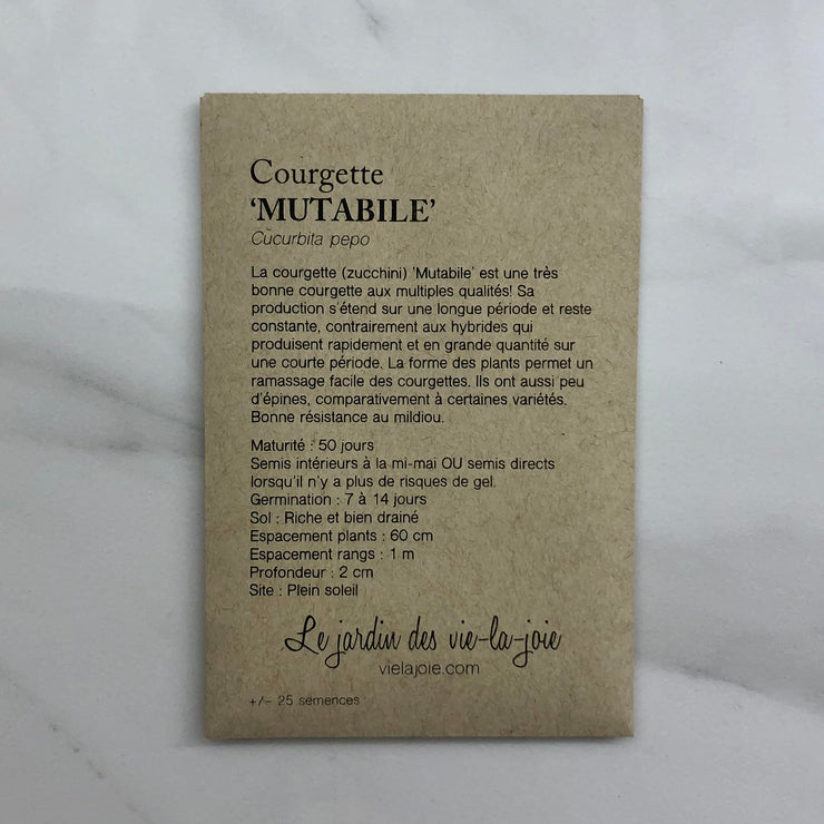 Semences - Courgette Mutabile (+/- 25)