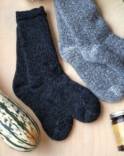 Long technical alpaca wool socks - Dark gray